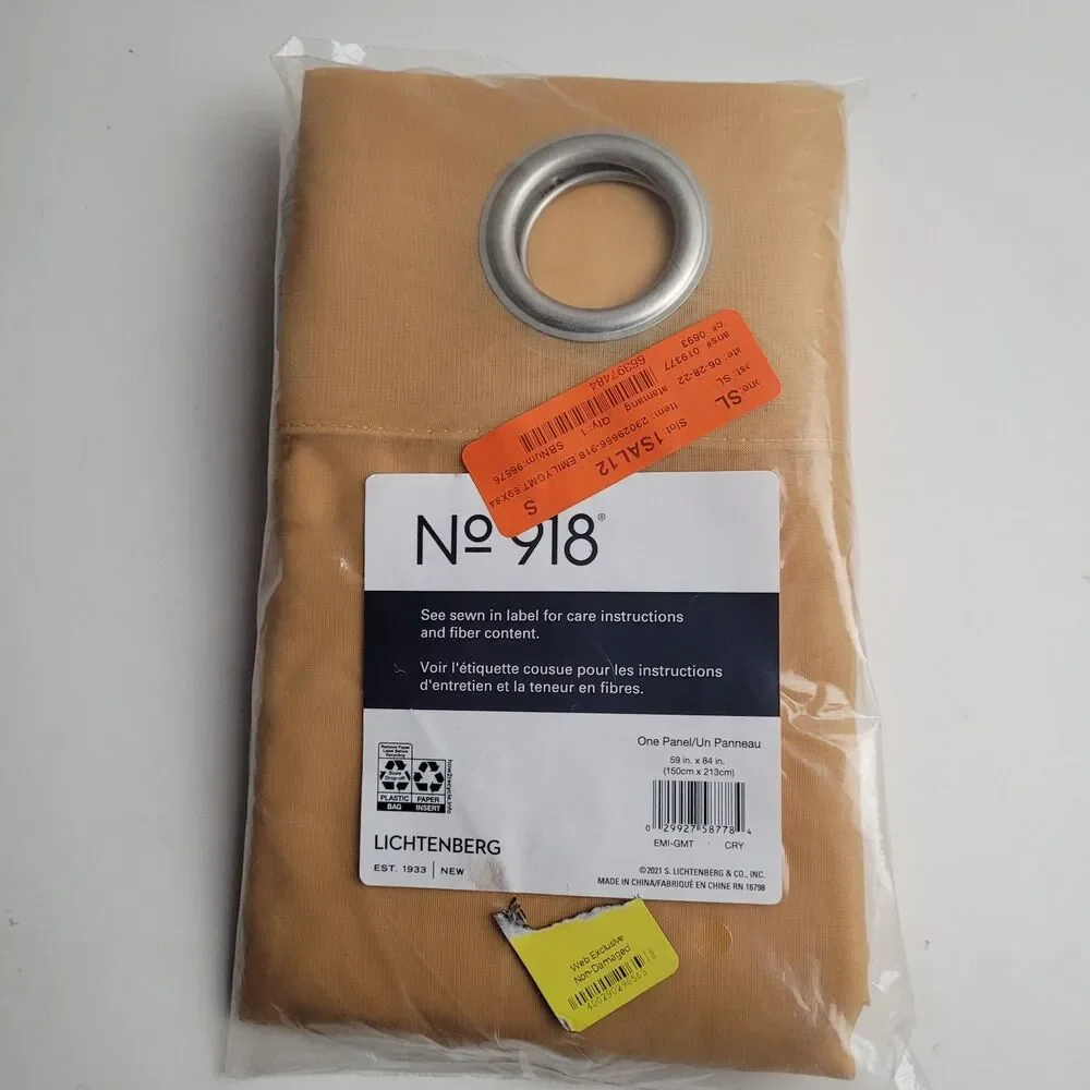 NEW No. 918 Emily Sheer One Grommet Curtain Panel 'Cry' 59 x 84 inch . #BT2